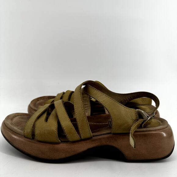 Dansko Lolita Sandal Leather Slingback Strappy Rocker Block Heel Yellow 10 - Picture 4 of 8